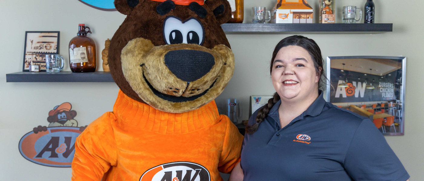 Danielle Bertram and Rooty the Great Root Bear
